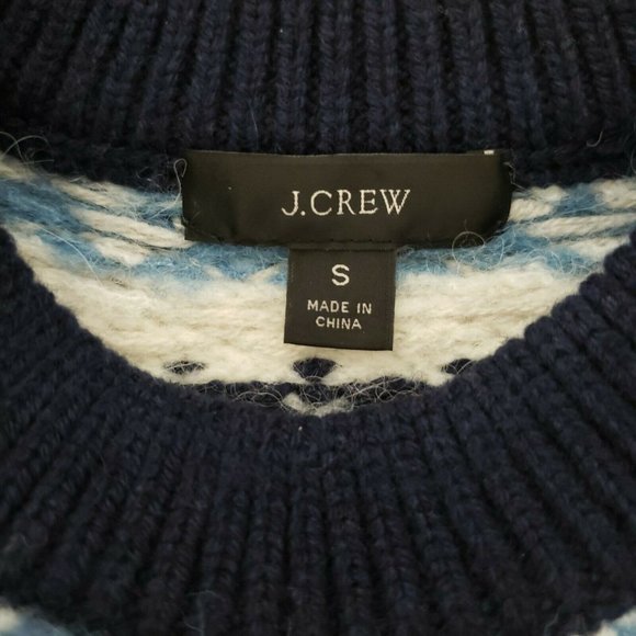 J. Crew Zigzag Fair Isle Sweater Wool Blend Navy Blue in Small - Picture 3 of 8